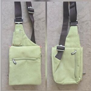 Travelon Faux Suede Anti Theft Adjustable Crossbody Sling Shoulder Bag Green